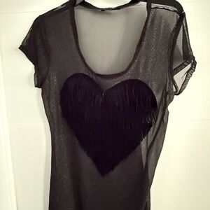 Othr Black Sheer Heart Blouse